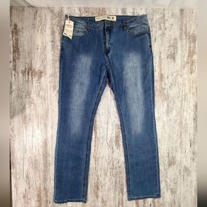 Men's NWT Barbell Apparel Battle Born straight leg jeans size 38 missing button
